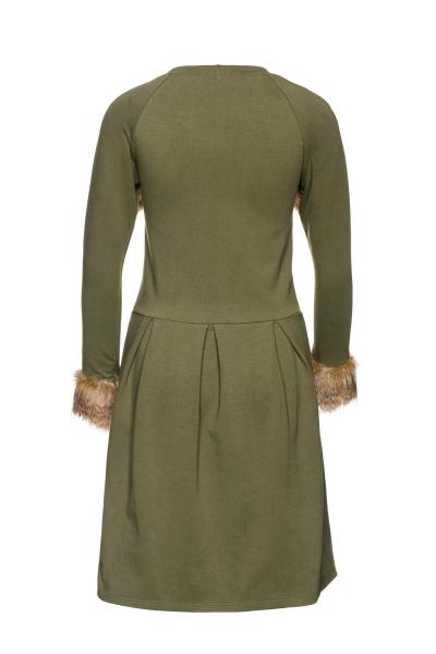 Kleid "Wolf" grün mit Felleinsatz / fake fur / Jägerinkleid
